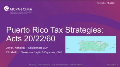Puerto Rico Tax Strategies: Acts 20/22/60