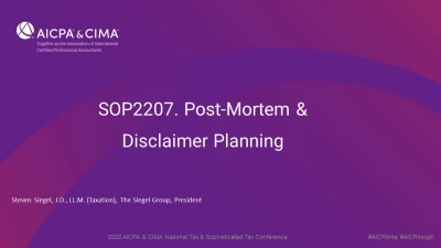 Post-Mortem & Disclaimer Planning
