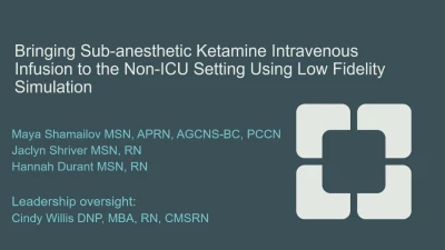 Bringing Subanesthetic Ketamine Infusion to the Non-ICU Setting Using Low-Fidelity Simulation