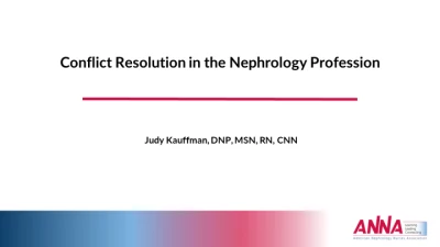 Conflict Resolution in the Nephrology Profession
