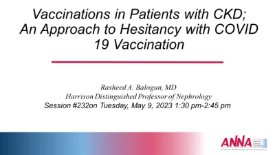Vaccinations in Chronic Kidney Disease and Hesitancy with COVID-19 Vaccination