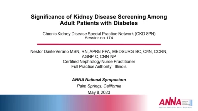 Chronic Kidney Disease SPN - Significance of Kidney Disease Screening Among Adult Patients with Diabetes