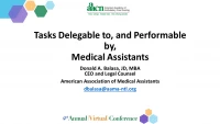 Tasks Delegable to, and Performed by Medical Assistants icon