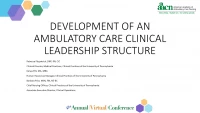 Development of an Ambulatory Care Clinical Leadership Structure