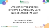 Emergency Preparedness in Ambulatory Care: Nurses Leading the Way icon