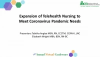 Expansion of Telehealth Nursing to Meet Coronavirus Pandemic Needs