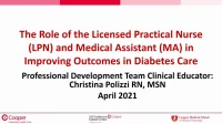 The Role of the Licensed Practical Nurse (LPN) and Medical Assistant (MA) in Improving Outcomes in Diabetes Care icon