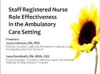 Staff Registered Nurse Role Effectiveness in the Ambulatory Care Setting icon
