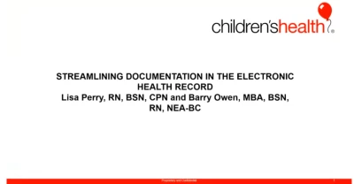 Streamlining Documentation in the Electronic Medical Record