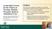 Leadership Lessons for the Future of Nursing: Student-Preceptor Dyads in Ambulatory Care