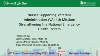 Nurses Supporting Veterans Administration (VA) 4th Mission: Strengthening the National Emergency Health System