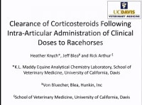 Clearance of Corticosteroids Following Intra-Articular Administration of Clinical Doses to Racehorses
