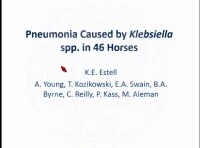 Pneumonia Caused by Klebsiella spp. in 46 Horses