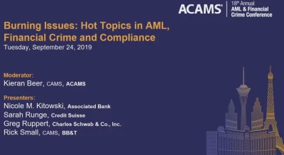 Panel Discussion: Burning Issues: Hot Topics in AML, Financial Crime and Compliance icon
