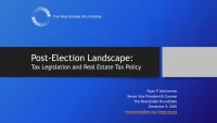 Post-Election Landscape:  Tax Legislation and Real Estate Tax Policy