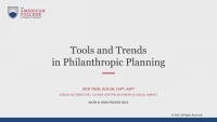 Tools and Trends in Philanthropic Planning: DAFs, Impact Investing and More (PFP, EST, TAX)