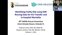 Identifying Frailty Risk using EHR Nursing Data for ICU Transfer and Mortality