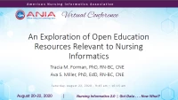 An Exploration of Open Education Resources Relevant to Nursing Informatics