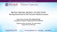 Big Data, Big Hype, Big Deal: Life after Email / Raising Awareness in the Precision Medicine Space