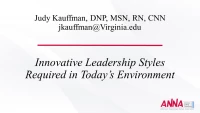 Innovative Leadership Styles Required in Today's Environment