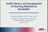 Pediatric ~ Health Literacy and Development of Teaching Materials for Readability