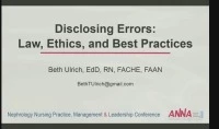 Disclosing Errors: Law, Ethics, and Best Practices