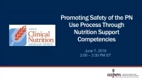 Promoting Safety of the PN Use Process Through Nutrition Support Competencies icon