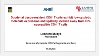 Short Talk: Duodenal Tissue-Resident CD8+ T Cells Exhibit Low Cytolytic Molecule Expression and Spatially Localise Away from HIV-Susceptible CD4+ T Cells icon