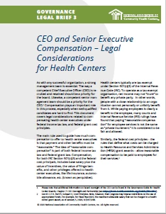 CEO and Senior Executive Compensation – Legal Considerations for Health Centers (Governance Legal Brief 3)