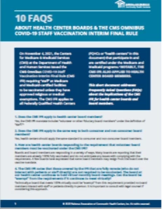  Ten FAQs About Health Center Boards & the CMS Omnibus COVID-19 Staff Vaccination Interim Final Rule