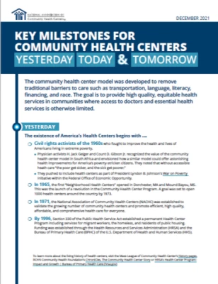Yesterday, Today, & Tomorrow: Key Milestones for Community Health Centers