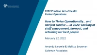 How to Thrive Operationally... and not just survive ... in 2022: Looking at staff engagement, burnout, and retaining our best people icon