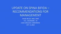 Update on Spina Bifida - Recommendation for Management