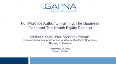 Welcome /// Full Practice Authority Framing: The Business Case and The Health Equity Position