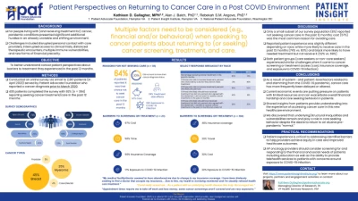 JL1112P: Patient Perspectives on Returning to Cancer Care in a Post-COVID Environment